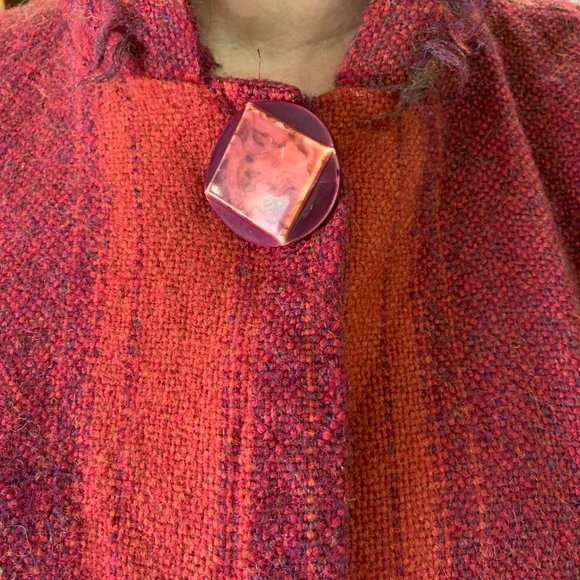 Vtg One of a Kind handwoven Fibers for All Seasons hooded blanket poncho, Zoller - Picture 7 of 15